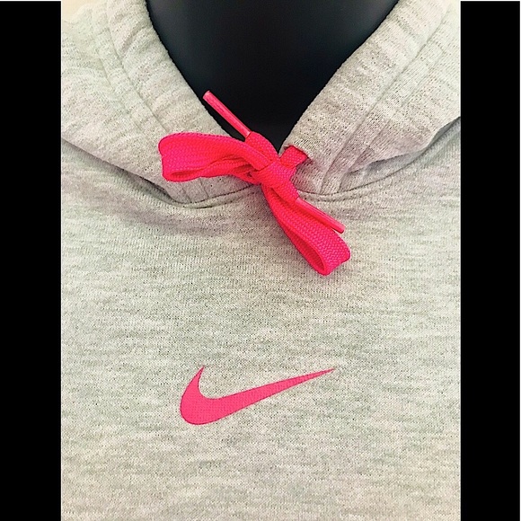🆕🔥NIKE SUPER CUTE&COMFY MATERIAL GRAY&PINK HOODED SWEATSHIRT NIKE ON HOODIE - Picture 3 of 10